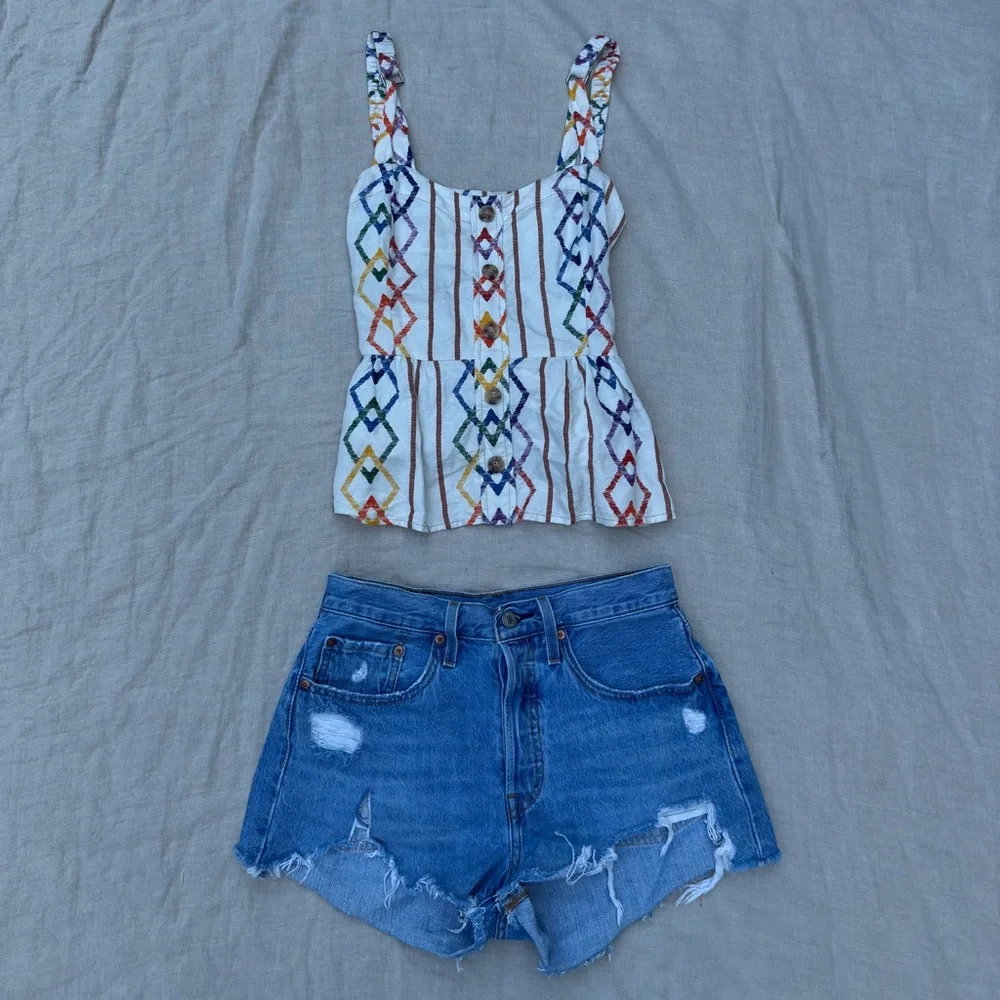 Anthropologie Current Air Los Size S Rainbow and White Tank Top - Picture 5 of 9